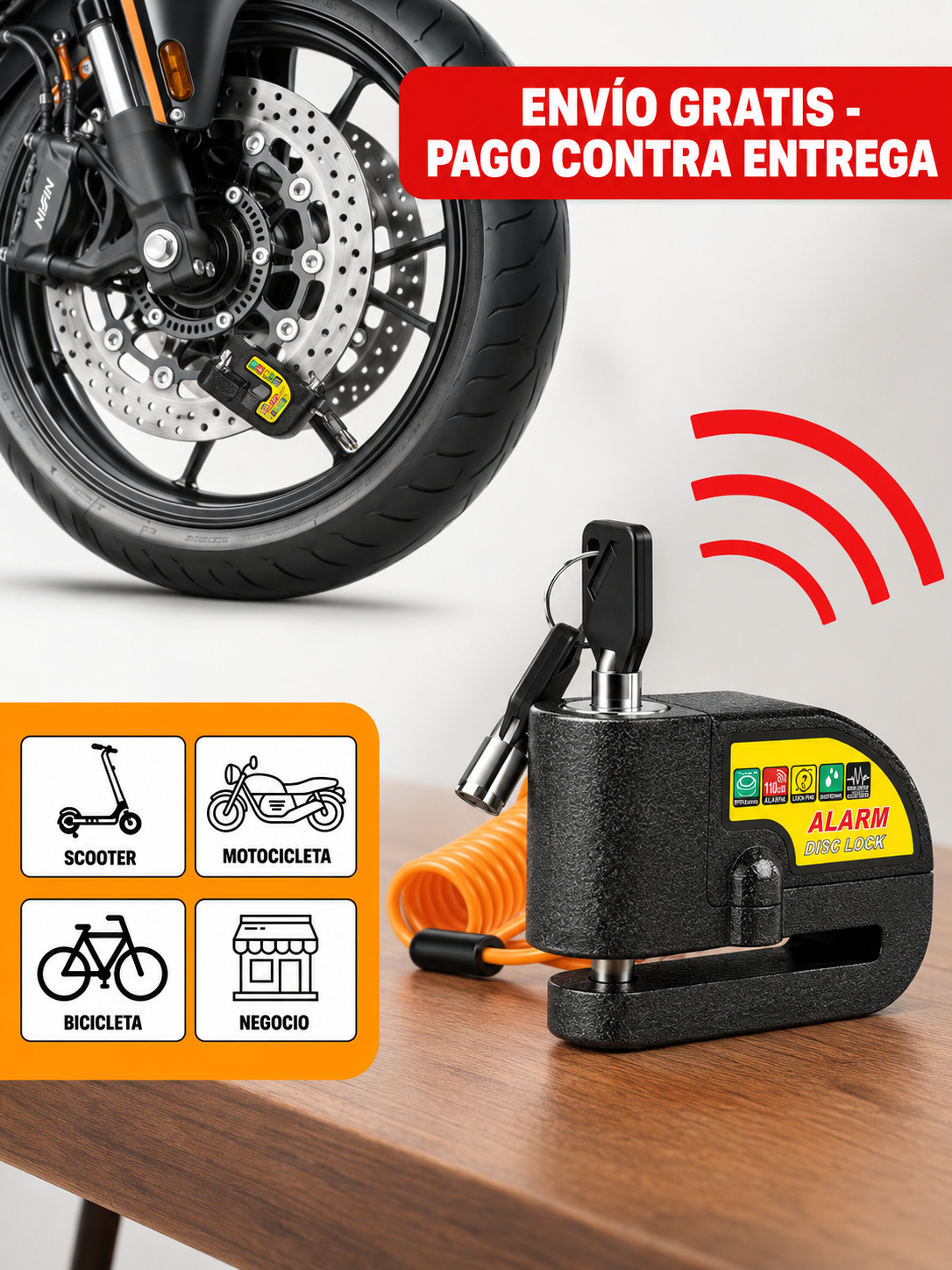 🚨Candado ANTI-ROBO Para Moto‼️