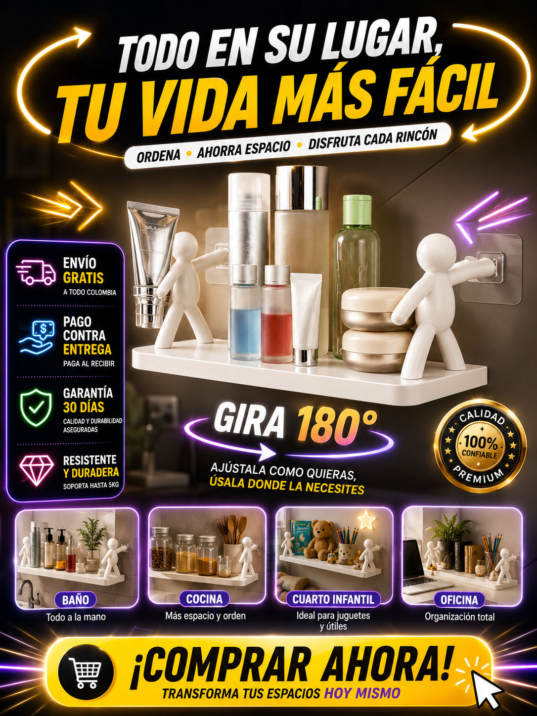 Lo pones y tu cocina cambia ✨🏡| Estante Organizador Humanoide 👥