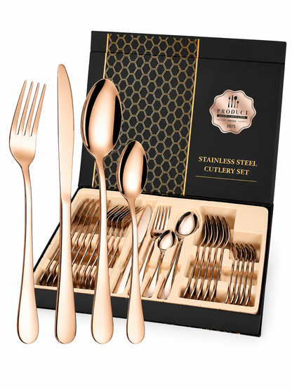 ✨🍽️ Set de Cubiertos x24 Pzs – Acero Inoxidable Espejo 🍴