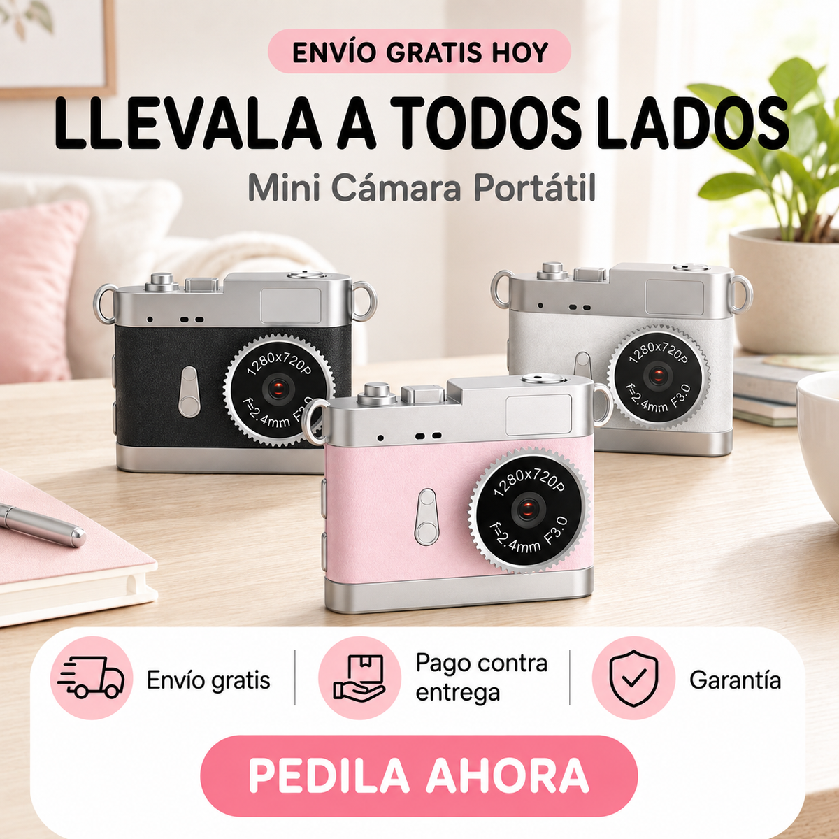 🔥 Mini Cam Vlog HD ⌚ Pantalla Giratoria 180° Edición Compacta