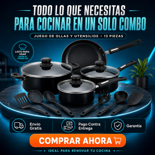 🍳🔥 Combo Cocina Completo 13 Piezas ✅ Cocina rico sin que se pegue 🙌
