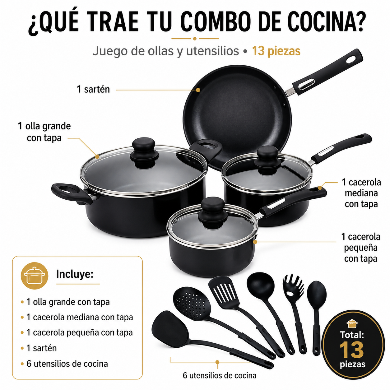 🍳🔥 Combo Cocina Completo 13 Piezas ✅ Cocina rico sin que se pegue 🙌