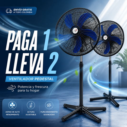 🌬️ PAGA 1 LLEVA 2 — Ventilador Pedestal Aspas 💨