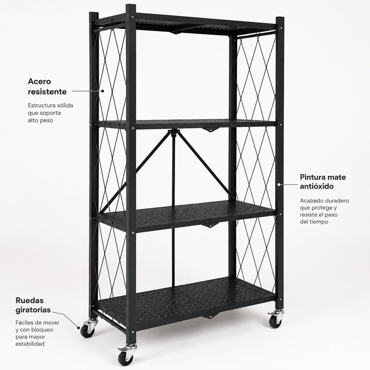 📦🏠 Organizador Metálico 4 Niveles con Ruedas