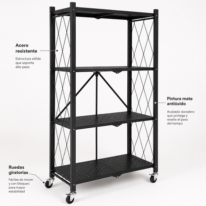 📦🏠 Organizador Metálico 4 Niveles con Ruedas